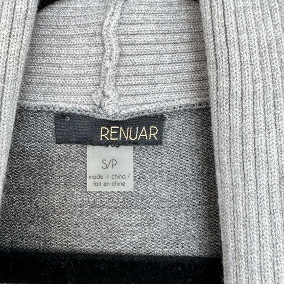 New Renuar Cozy Gray and Black Open Cardigan - Picture 2 of 3